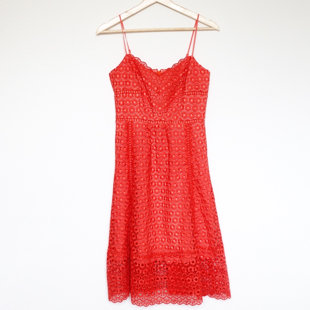 J Crew daisy lace dress in CORAL. NWOT size 0